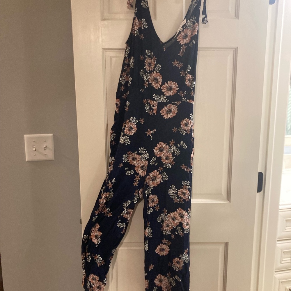Cupcakes & Cashmere Navy and Pink Floral Jumpsuit